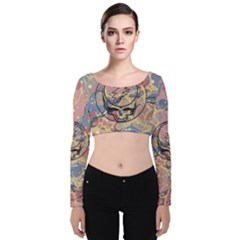 Grateful Dead Artsy Velvet Long Sleeve Crop Top by Bedest