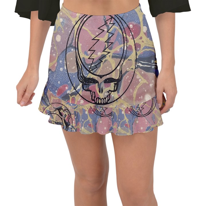 Grateful Dead Artsy Fishtail Mini Chiffon Skirt