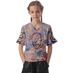 Grateful Dead Artsy Kids  V-neck Horn Sleeve Blouse by Bedest