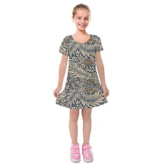 Brown Vintage Background Vintage Floral Pattern Kids  Short Sleeve Velvet Dress