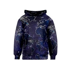 Blue World Map Starry Night Sky World Map Concept Art Kids  Pullover Hoodie