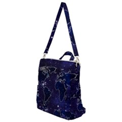 Blue World Map Starry Night Sky World Map Concept Art Crossbody Backpack by Loisa77