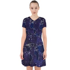 Blue World Map Starry Night Sky World Map Concept Art Adorable In Chiffon Dress by Loisa77