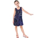 Blue World Map Starry Night Sky World Map Concept Art Kids  Sleeveless Dress View1