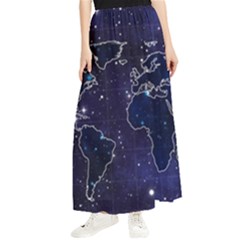 Blue World Map Starry Night Sky World Map Concept Art Maxi Chiffon Skirt by Loisa77