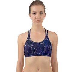 Blue World Map Starry Night Sky World Map Concept Art Back Web Sports Bra by Loisa77