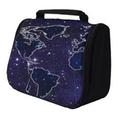 Blue World Map Starry Night Sky World Map Concept Art Full Print Travel Pouch (small) by Loisa77