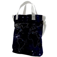 Blue World Map Starry Night Sky World Map Concept Art Canvas Messenger Bag by Loisa77