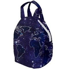 Blue World Map Starry Night Sky World Map Concept Art Travel Backpack by Loisa77