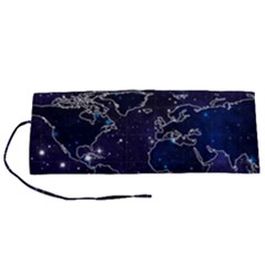 Blue World Map Starry Night Sky World Map Concept Art Roll Up Canvas Pencil Holder (s) by Loisa77