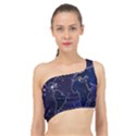 Blue World Map Starry Night Sky World Map Concept Art Spliced Up Bikini Top  View1