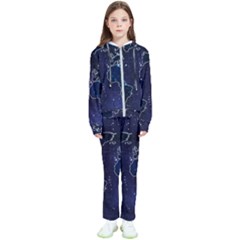 Blue World Map Starry Night Sky World Map Concept Art Kids  Tracksuit by Loisa77