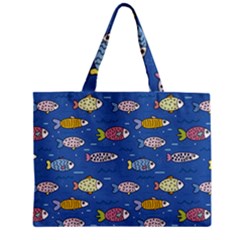 Sea Fish Blue Submarine Animals Zipper Mini Tote Bag by Loisa77