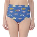 Sea Fish Blue Submarine Animals Classic High-Waist Bikini Bottoms View1