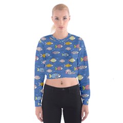 Sea Fish Blue Submarine Animals Cropped Sweatshirt