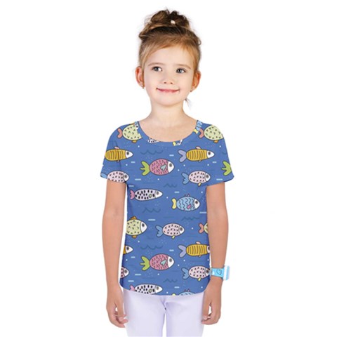 Sea Fish Blue Submarine Animals Kids  One Piece T-shirt by Loisa77