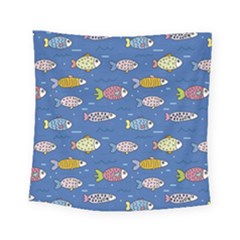 Sea Fish Blue Submarine Animals Square Tapestry (small)