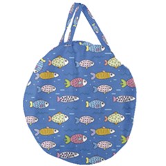 Sea Fish Blue Submarine Animals Giant Round Zipper Tote by Loisa77