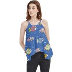 Sea Fish Blue Submarine Animals Flowy Camisole Tank Top by Loisa77