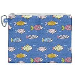 Sea Fish Blue Submarine Animals Canvas Cosmetic Bag (xxl) by Loisa77