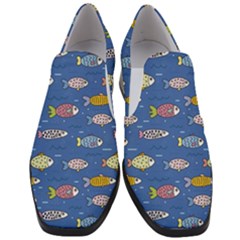 Sea Fish Blue Submarine Animals Women Slip On Heel Loafers by Loisa77