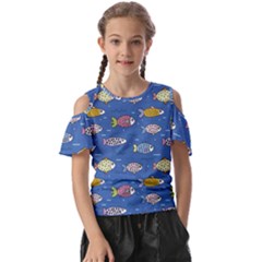 Sea Fish Blue Submarine Animals Kids  Butterfly Cutout T-shirt by Loisa77