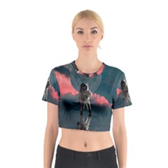 Astronaut Moon Space Nasa Planet Cotton Crop Top by Loisa77