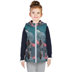 Astronaut Moon Space Nasa Planet Kids  Hooded Puffer Vest by Loisa77