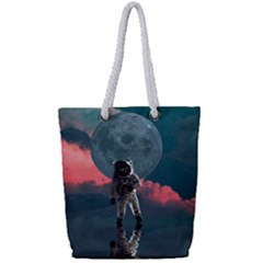 Astronaut Moon Space Nasa Planet Full Print Rope Handle Tote (small) by Loisa77