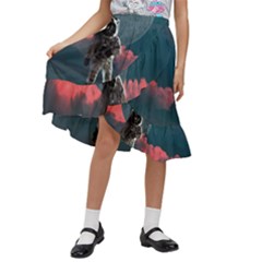 Astronaut Moon Space Nasa Planet Kids  Ruffle Flared Wrap Midi Skirt by Loisa77