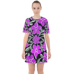 Flowers Nature Bloom Flora Bouquet Sixties Short Sleeve Mini Dress by Loisa77