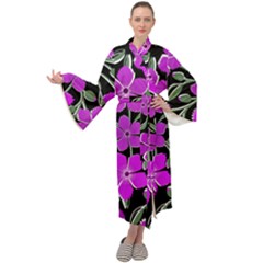 Flowers Nature Bloom Flora Bouquet Maxi Velvet Kimono by Loisa77