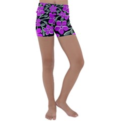 Flowers Nature Bloom Flora Bouquet Kids  Lightweight Velour Yoga Shorts by Loisa77