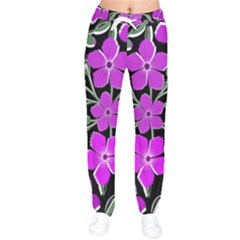 Flowers Nature Bloom Flora Bouquet Women Velvet Drawstring Pants