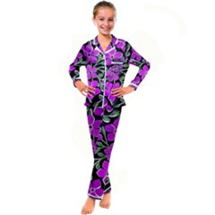 Flowers Nature Bloom Flora Bouquet Kids  Satin Long Sleeve Pajamas Set by Loisa77