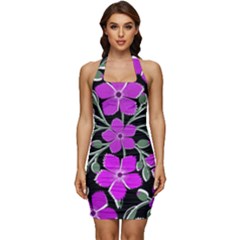 Flowers Nature Bloom Flora Bouquet Sleeveless Wide Square Neckline Ruched Bodycon Dress by Loisa77