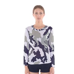 Camo Army Black White Women s Long Sleeve T-shirt