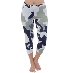 Camo Army Black White Capri Winter Leggings 