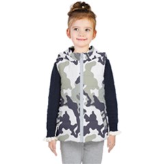 Camo Army Black White Kids  Hooded Puffer Vest