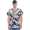 Camo Army Black White Men s V-Neck Scrub Top View1