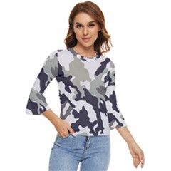 Camo Army Black White Bell Sleeve Top