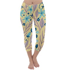 Plants Art Motif Flowers Capri Winter Leggings 