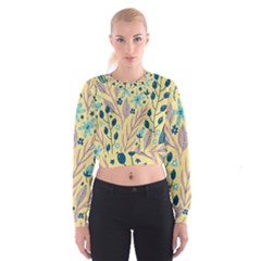 Plants Art Motif Flowers Cropped Sweatshirt