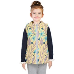 Plants Art Motif Flowers Kids  Hooded Puffer Vest