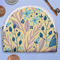 Plants Art Motif Flowers Horseshoe Style Canvas Pouch by Loisa77