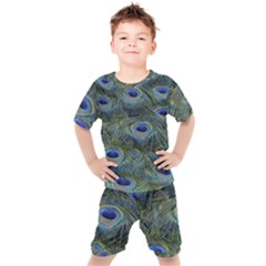 Peacock Feathers Details Kids  T-shirt And Shorts Set by Loisa77