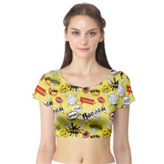 Cartoon Comics Pattern Short Sleeve Crop Top