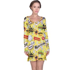 Cartoon Comics Pattern Long Sleeve Nightdress