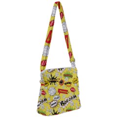 Cartoon Comics Pattern Zipper Messenger Bag