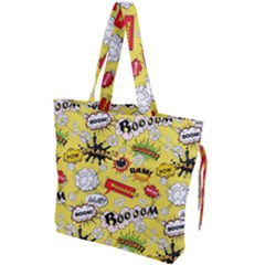 Cartoon Comics Pattern Drawstring Tote Bag by Loisa77